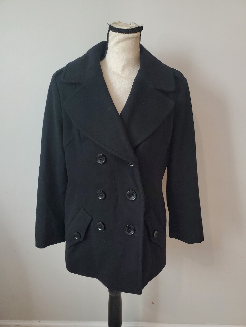 Michael Kors Black Wool Peacoat Jacket Coat Sz 8